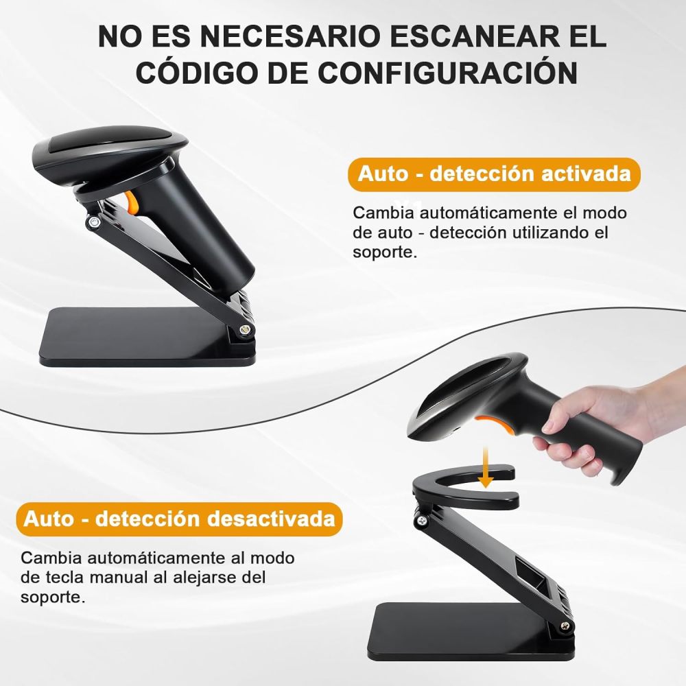WELIKERA Bluetooth Barcode Scanner, 2D 1D Wireless Barcode Reader, Barcode Scanner with Stand and USB Compatible with PC and Laptop, Ideal for Point of Sale