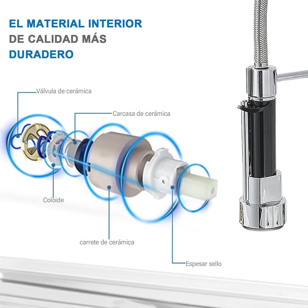 Kitchen Sink Faucet with 2 Outlets, Stainless Steel Mixer Tap, Pull Ring Frees Hands, Single Lever Pull-Out Faucet, Includes 2 Hot and Cold Hoses