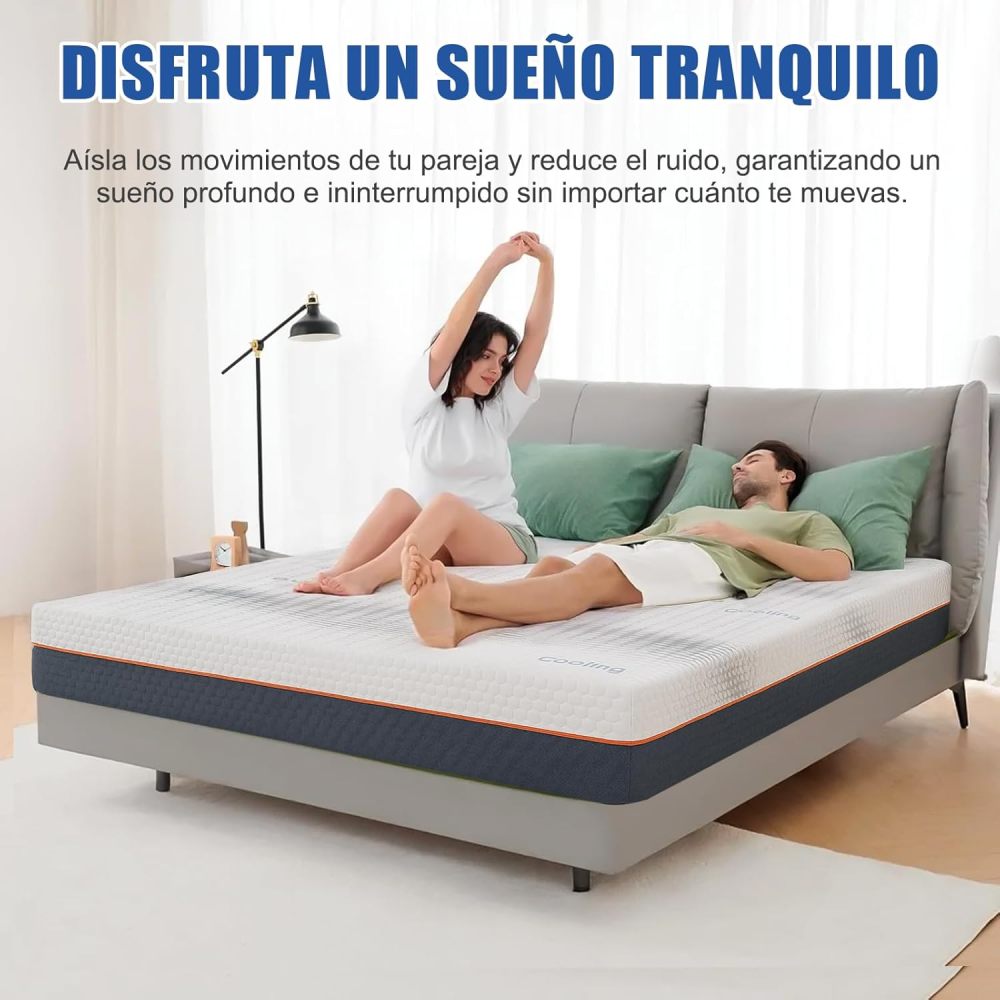 WELIKERA Double Viscoelastic Foam Mattress with Gel 20cm, Medium Firmness, Memory Foam Mattress with Cooling Gel Layer and Washable Cover, Pressure Relief and Cool Sleep, Boxed