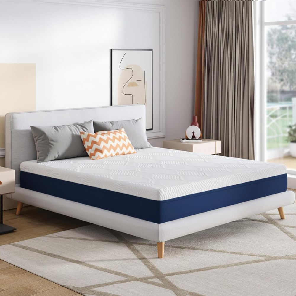 WELIKERA Queen Size Memory Foam Mattress with Cooling Gel 25 cm – Back Pain Relief, Cool Sleep, CertiPUR-US Certified, Removable Fiberglass-Free Cover