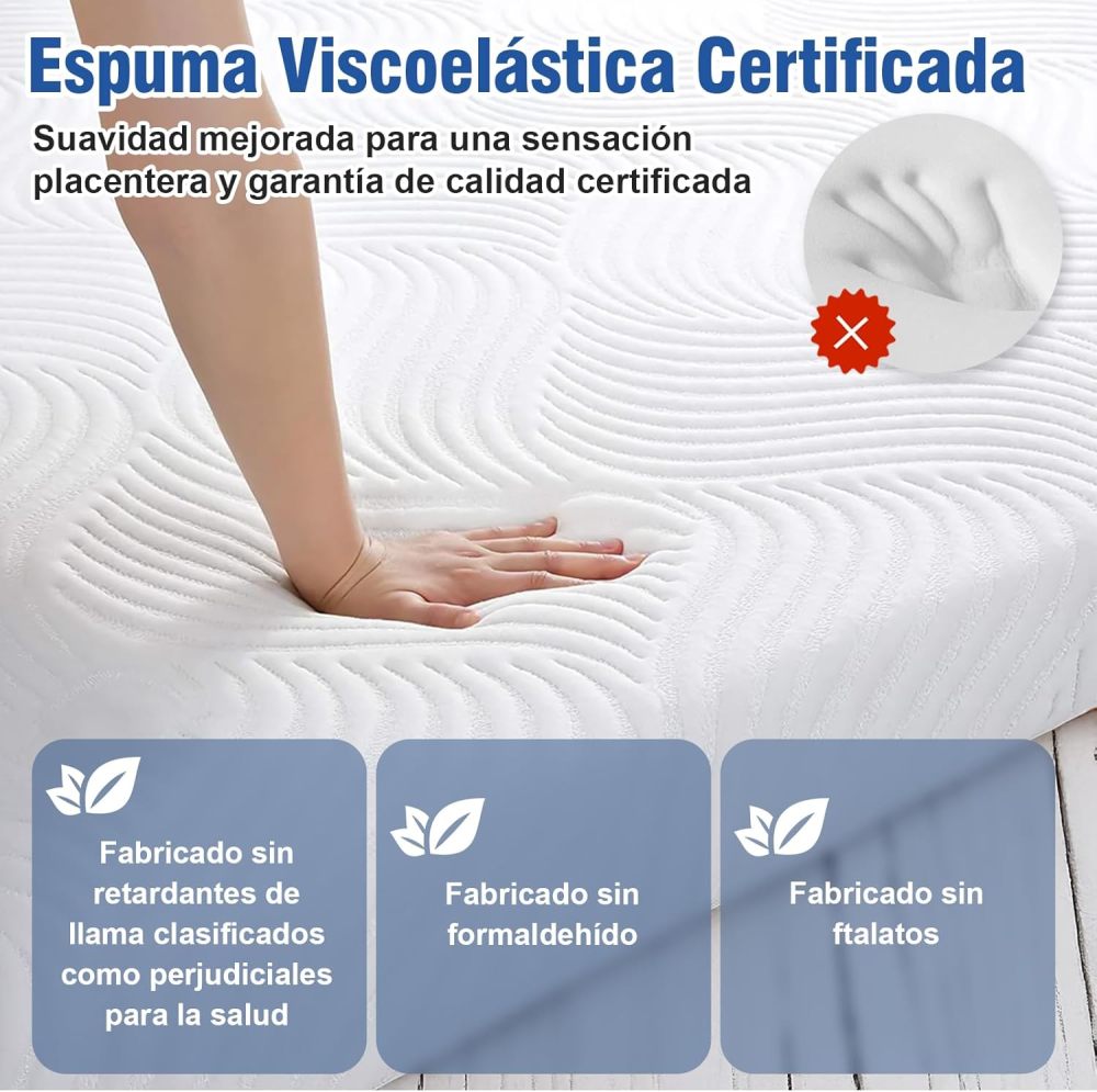 WELIKERA Queen Size Memory Foam Mattress with Cooling Gel 25 cm – Back Pain Relief, Cool Sleep, CertiPUR-US Certified, Removable Fiberglass-Free Cover