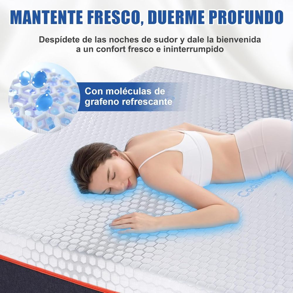 WELIKERA Double Viscoelastic Foam Mattress with Gel 25cm, Medium Firmness, Memory Foam Mattress with Cooling Gel Layer and Washable Cover, Pressure Relief and Cool Sleep, Boxed