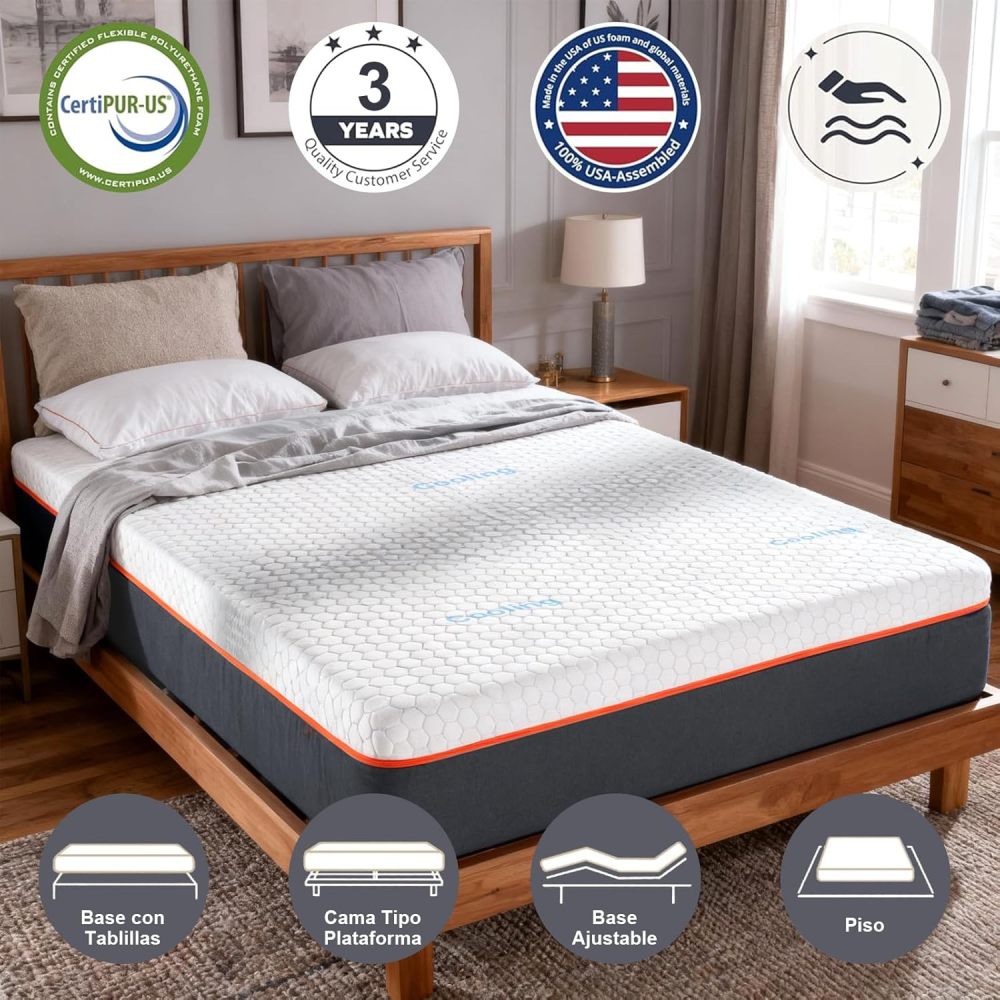 WELIKERA Double Viscoelastic Foam Mattress with Gel 25cm, Medium Firmness, Memory Foam Mattress with Cooling Gel Layer and Washable Cover, Pressure Relief and Cool Sleep, Boxed