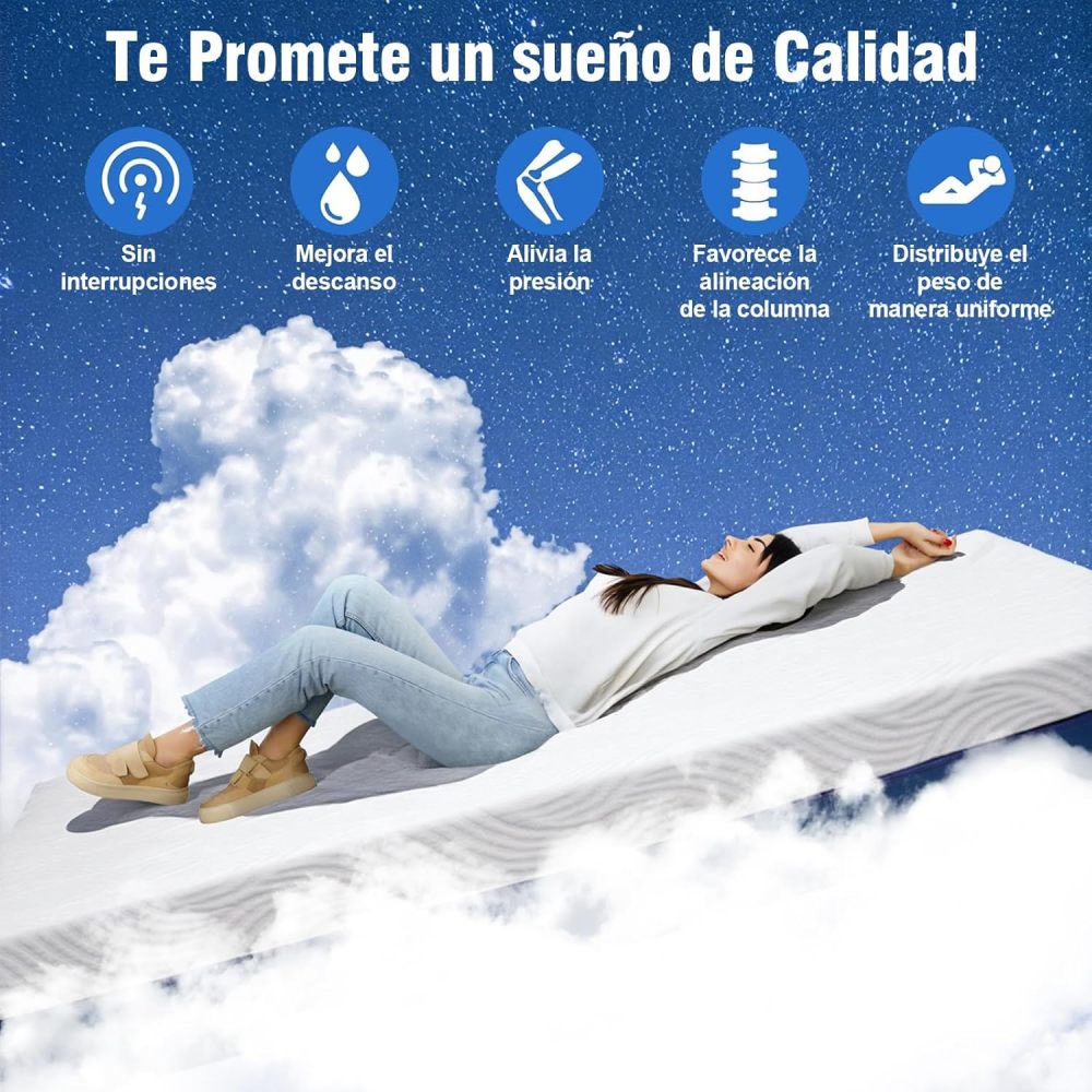 WELIKERA Queen Size Memory Foam Mattress with Cooling Gel 25 cm – Back Pain Relief, Cool Sleep, CertiPUR-US Certified, Removable Fiberglass-Free Cover
