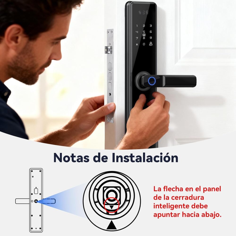 LOKOOY Q6 WIFI Smart Lock, Anti-forcing Alarm, NO GATEWAY NEEDED, 6 Opening Methods, TTLOCK WIFI App/App Bluetooth/Fingerprint/IC Card/Password/Physical Key