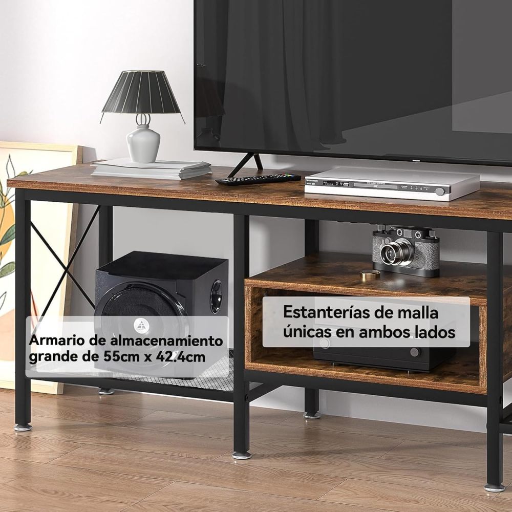 160cm Modern 75/70/65 Inch TV Stand with Power Strip, 160cm 3-Level TV Table (4 Outputs and 2 USB Ports), Entertainment Center, for Living Room, Bedroom, Dark Brown