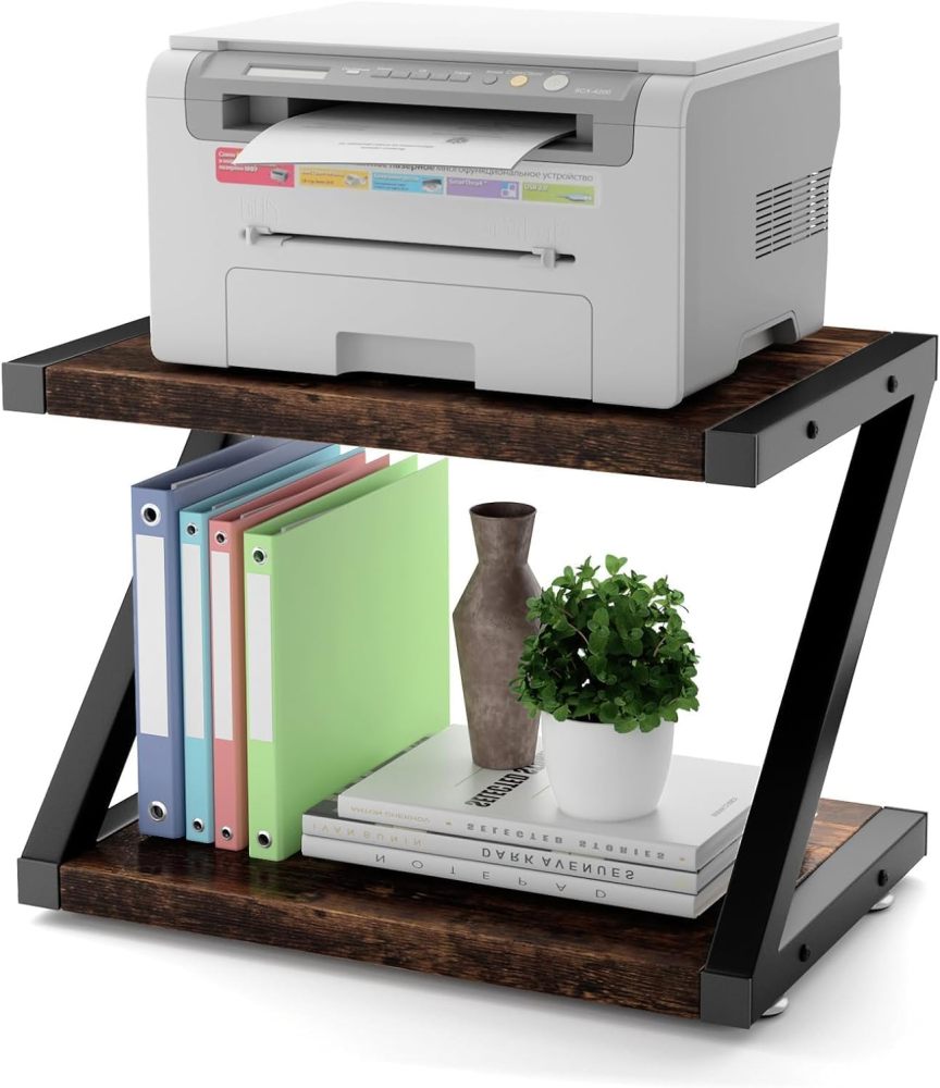 SAFONUS Printer Stand, 2-Level Printer Cabinet, Printer Table with Non-slip Pads and Adjustable Feet, Printer Table for Desktop Organizer