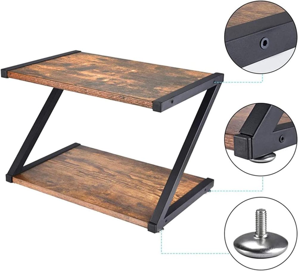SAFONUS Printer Stand, 2-Level Printer Cabinet, Printer Table with Non-slip Pads and Adjustable Feet, Printer Table for Desktop Organizer