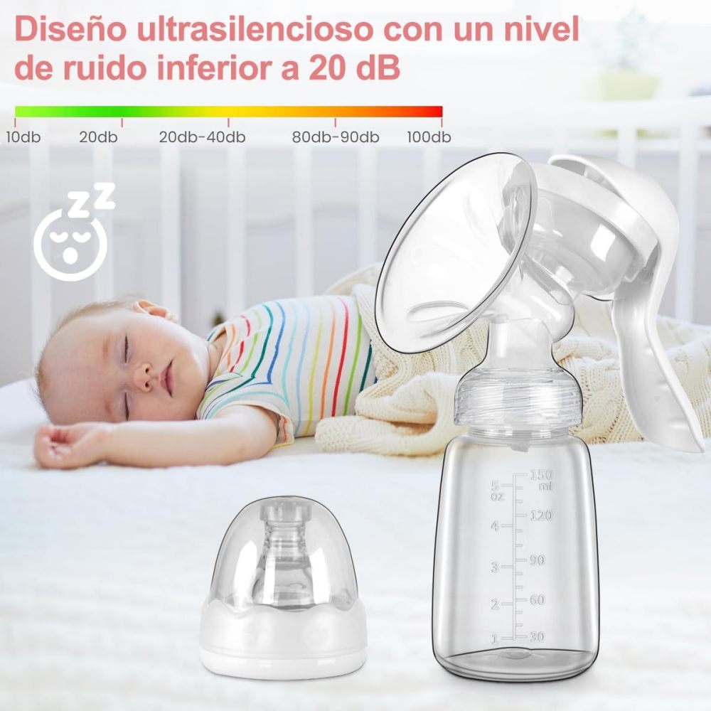 Manual Breast Pump, BPA-Free Breast Pump with Bottle and 10 Breast Milk Storage Bags, Gentle Massage Adjustable Suction Breast Pump and Portable Breast Pump