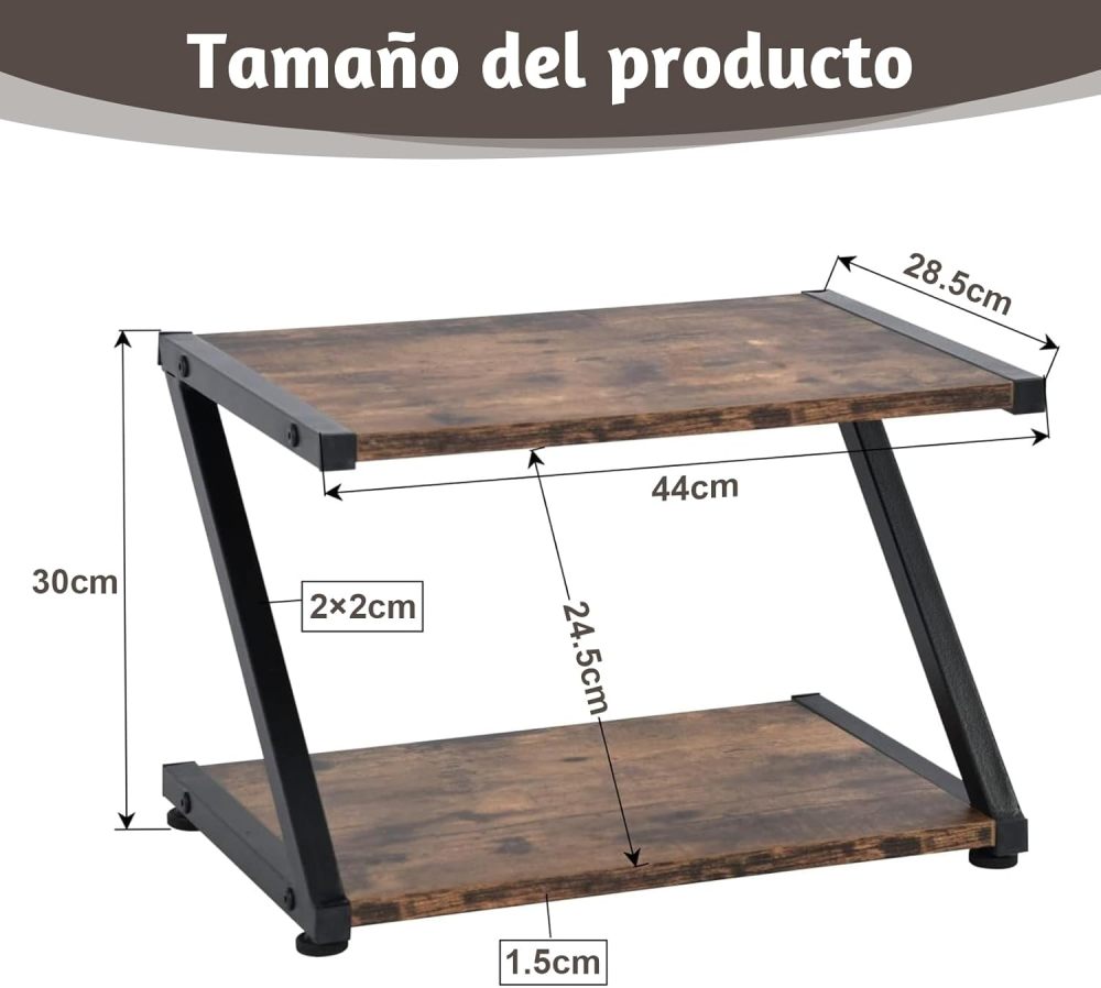 SAFONUS Printer Stand, 2-Level Printer Cabinet, Printer Table with Non-slip Pads and Adjustable Feet, Printer Table for Desktop Organizer