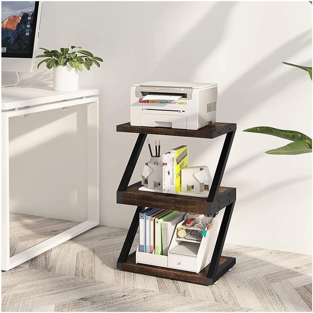 SAFONUS Printer Stand, 2-Level Printer Cabinet, Printer Table with Non-slip Pads and Adjustable Feet, Printer Table for Desktop Organizer
