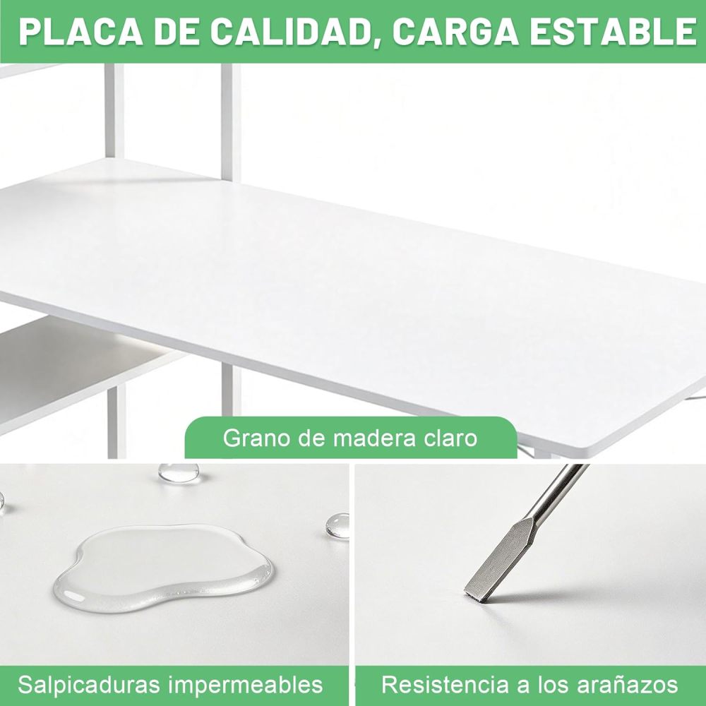 KACOTA Minimalist Desk with 3-Shelf Shelf, Computer Desk, Modern Metal Game Desk, Minimalist Style, Home Office Desks(100D*40W*100H)