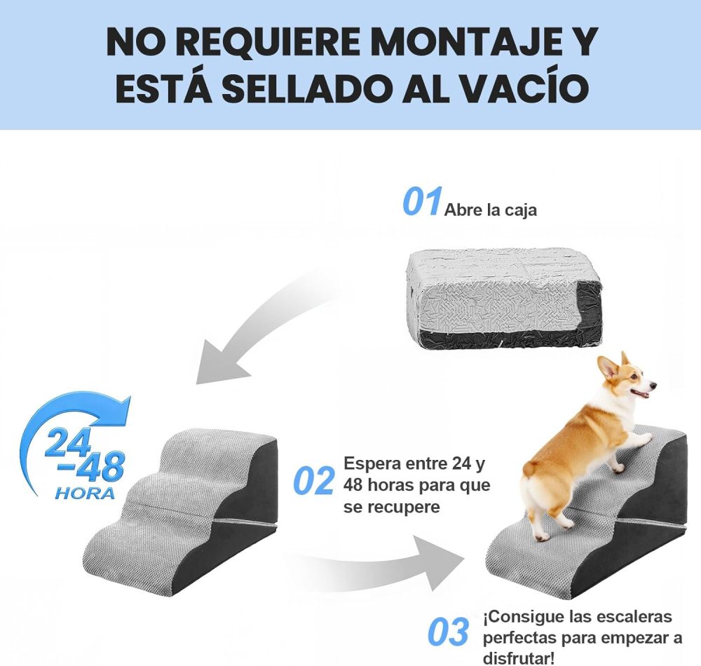 LEQI Dog Ladder, Small Pet Ladder with Zippers, 2 In 1 Convertible, 3 Step Stairs + Ramp for Sofa and Bed, Non-slip and Durable Waterproof Cover