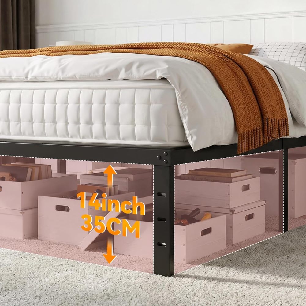 FURRIFIC Single Bed Base Metal with Plugs–2 AC Sockets + 2 USB Ports, 1.5m Cable, 3 Adjustable Heights for Headboard (Not Included), Metallic Bed Base Resistant and Durable