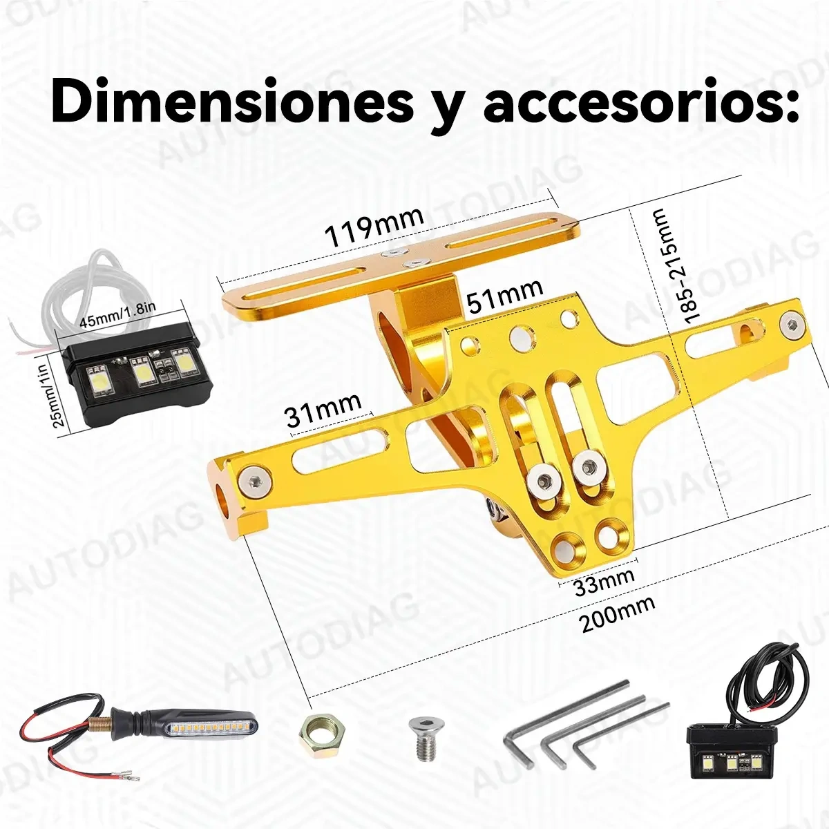 Universal Adjustable Motorcycle License Plate Holder With Light and Screw