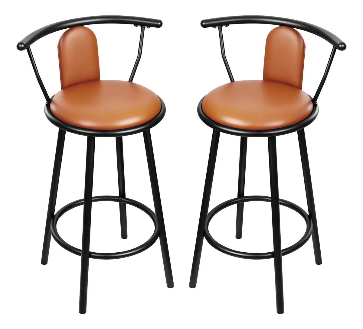 Set of 2 Swivel Bar Stools with Backrest