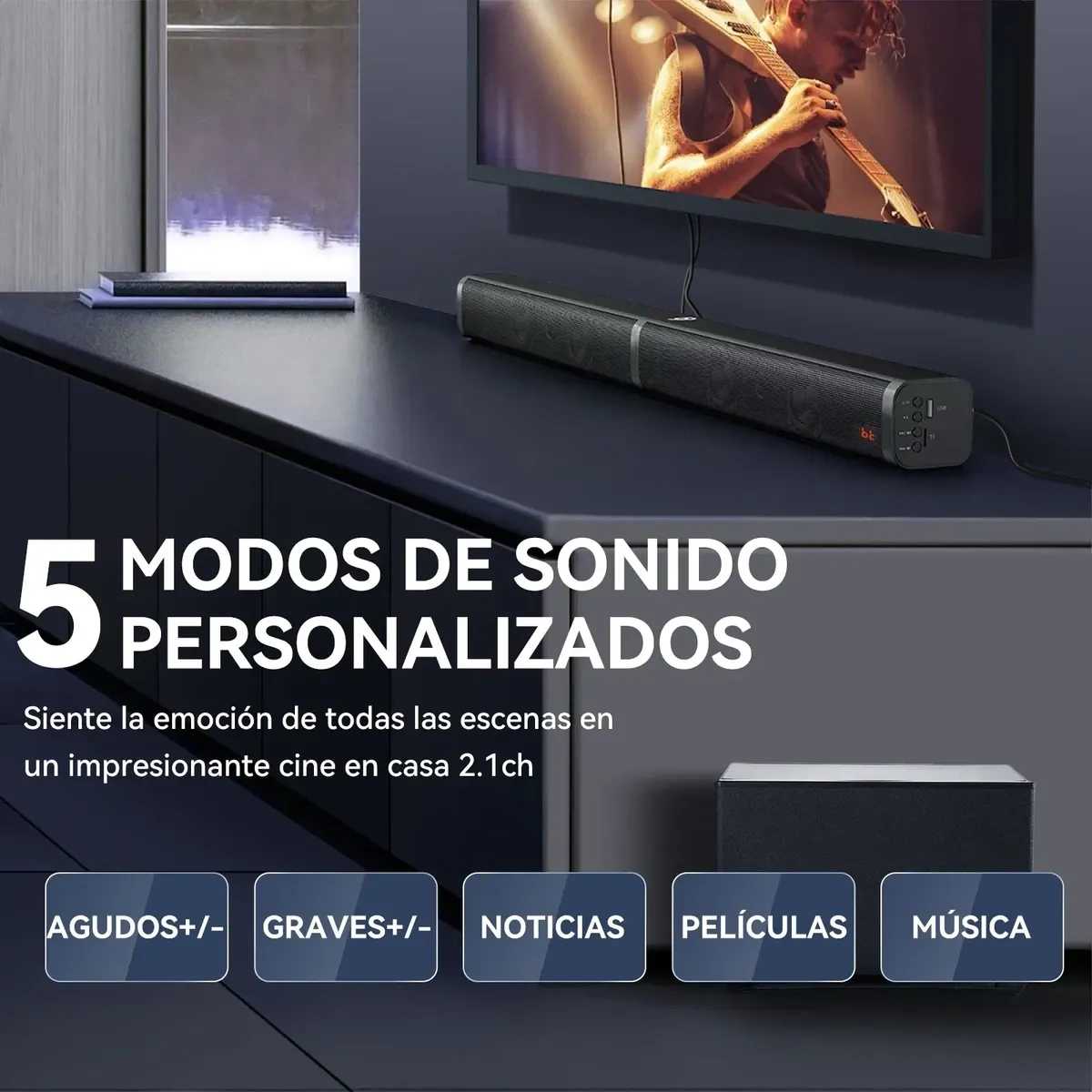 Home Theater 100w Sound Bar and Subwoofer with Bluetooth