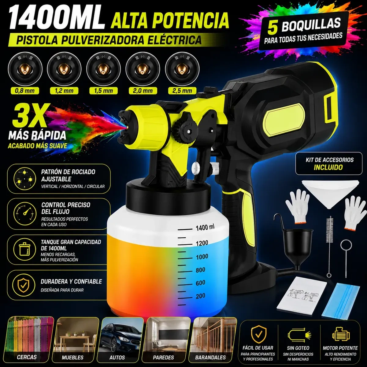 1,400 ml 1,200W Electric Paint Sprayer