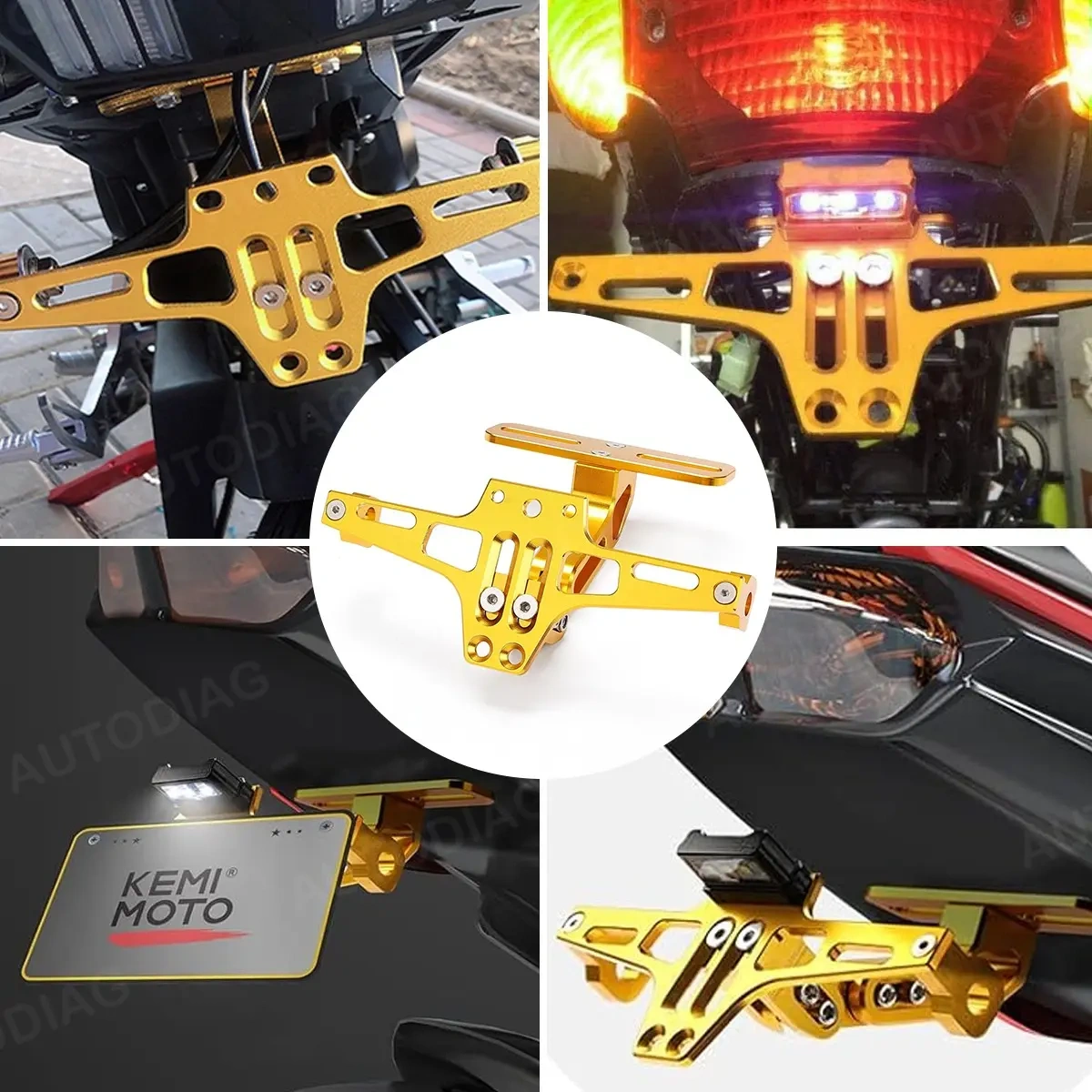Universal Adjustable Motorcycle License Plate Holder With Light and Screw