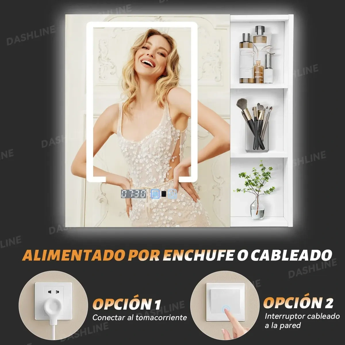 Dashline®mirror with Led Light Touch Furniture 3mode Anti-fog65x80
