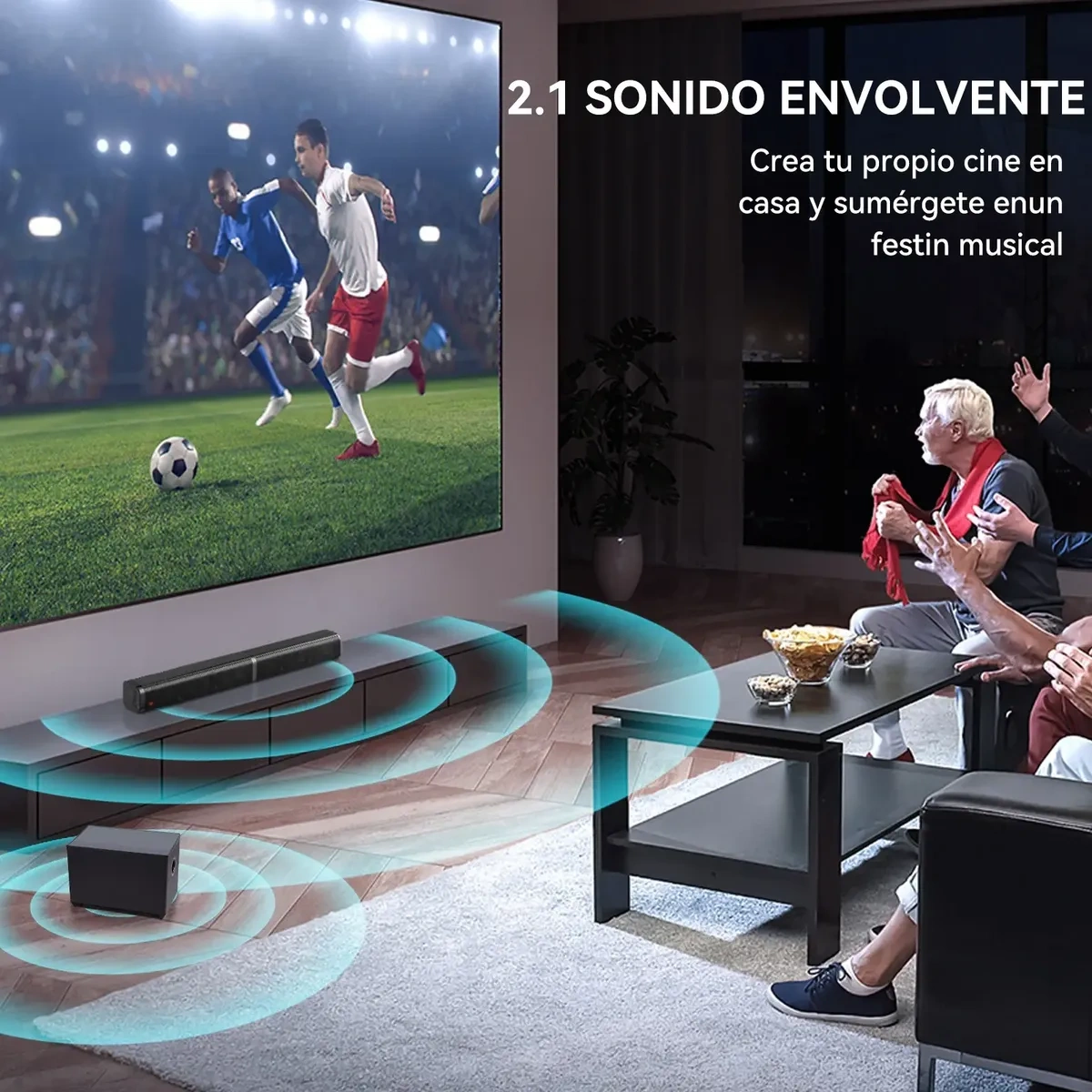 Home Theater 100w Sound Bar and Subwoofer with Bluetooth