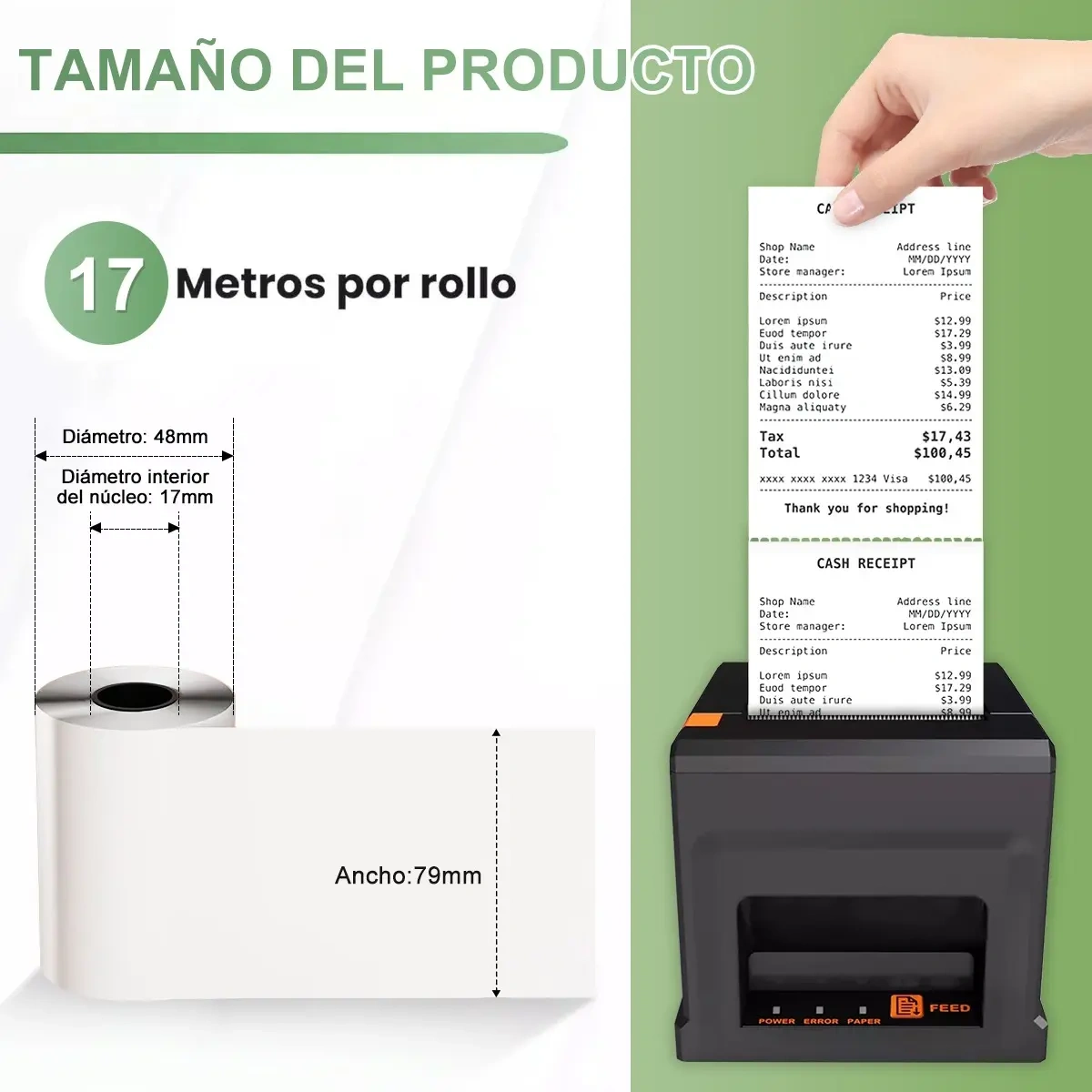 100 Rolls Thermal Paper 80x50mm For 80mm Printer