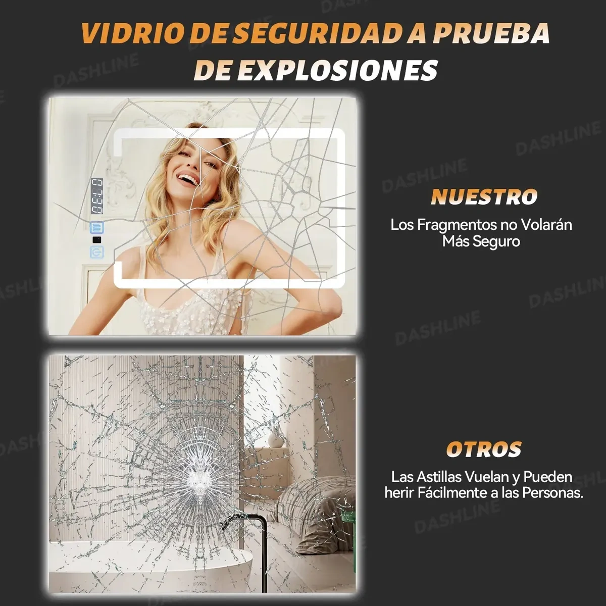 Dashline®mirror with Led Light Touch Furniture 3mode Anti-fog65x80