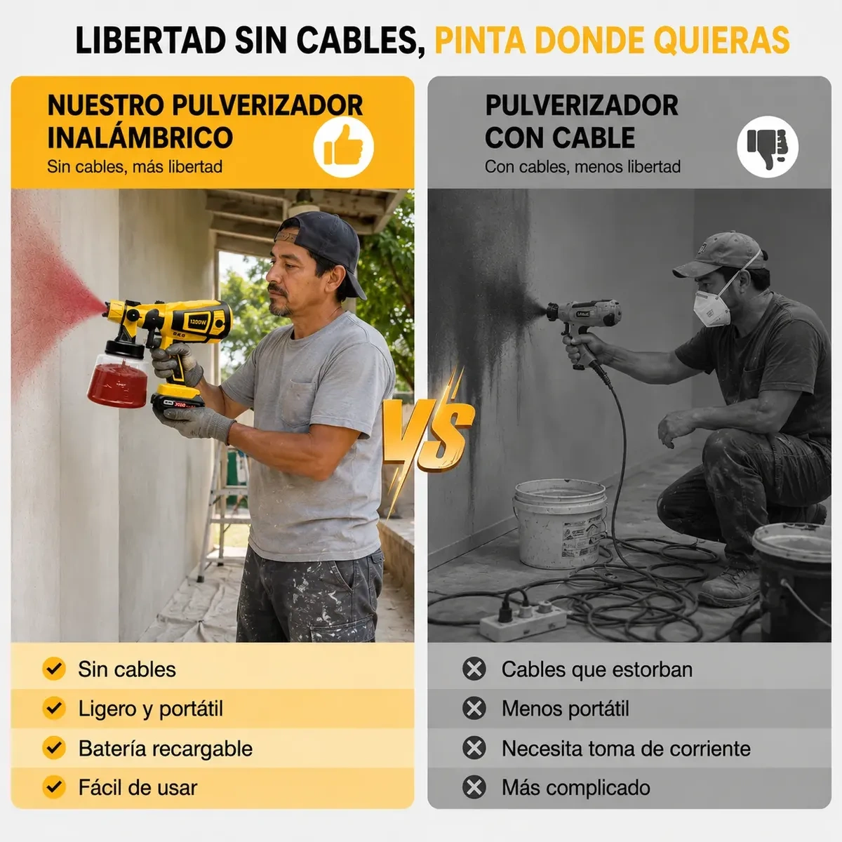 Cordless Paint Sprayer with Three Batteries