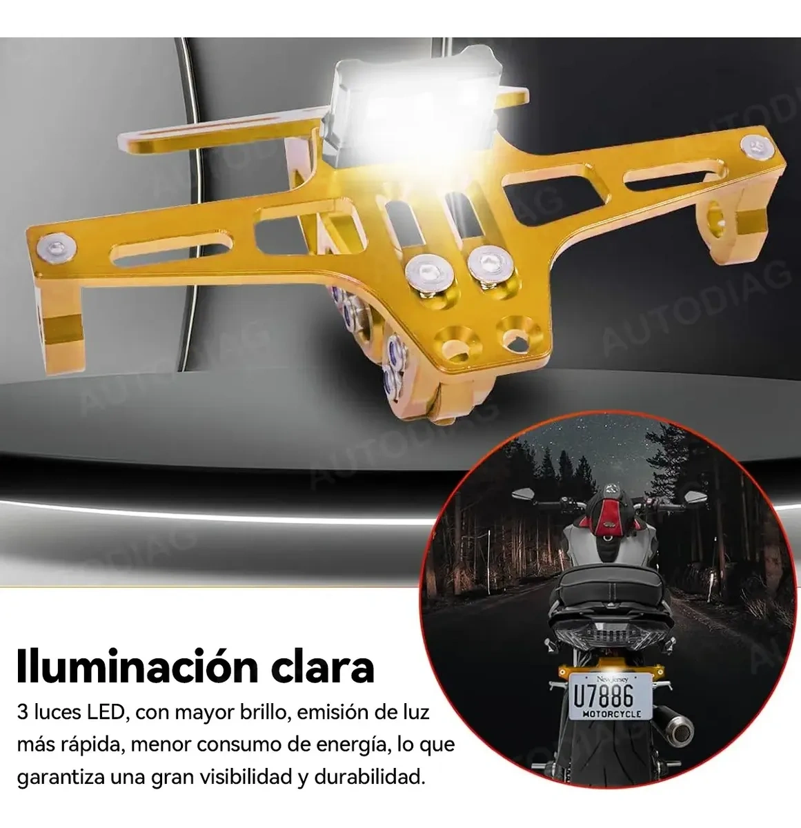 Universal Adjustable Motorcycle License Plate Holder With Light and Screw