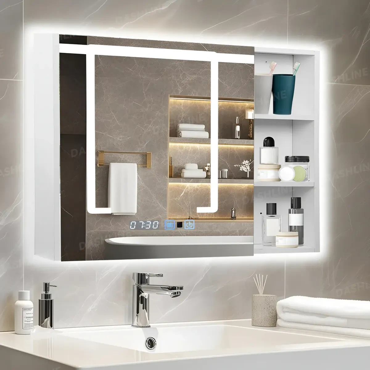 Dashline®mirror with Led Light Touch Furniture 3mode Anti-fog65x80
