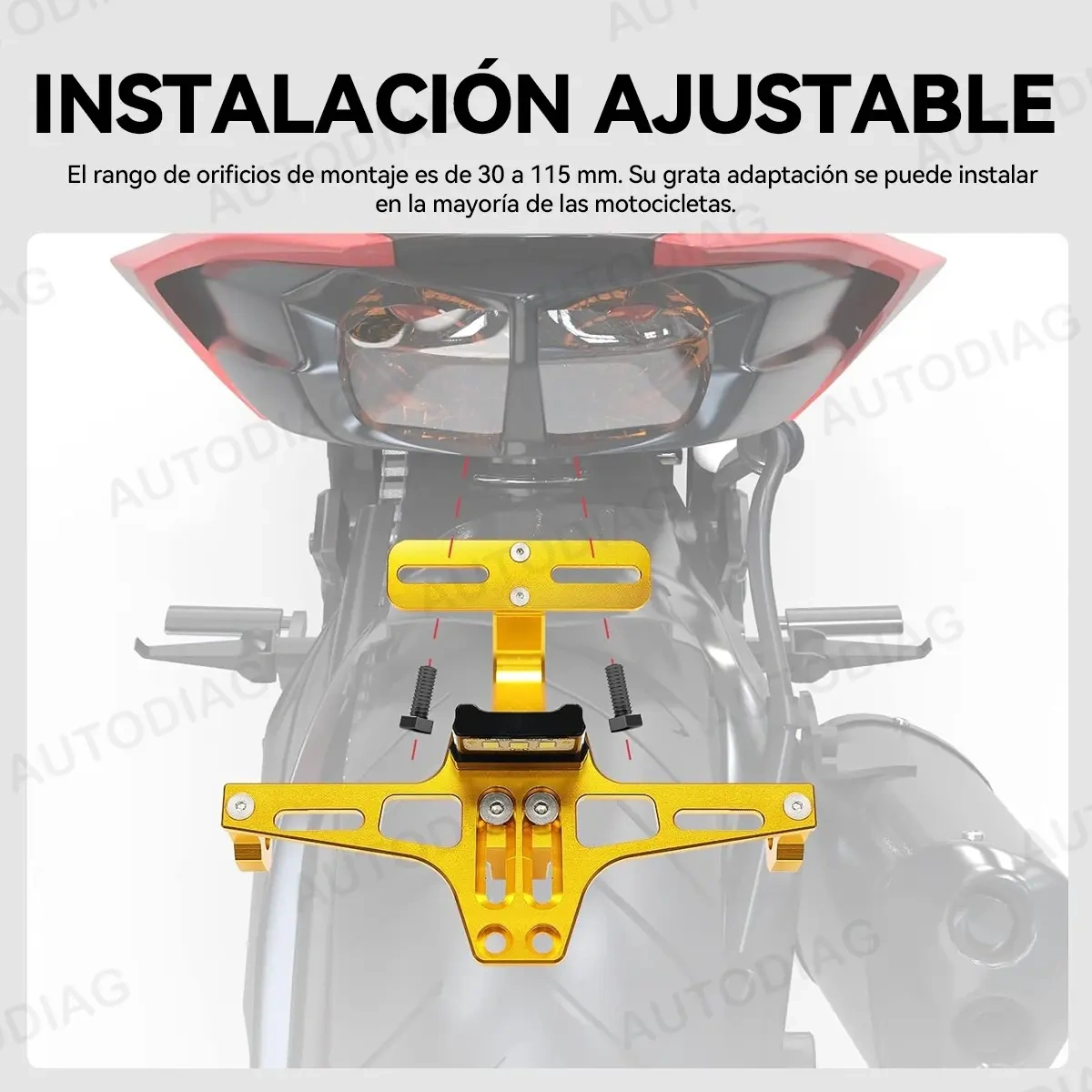 Universal Adjustable Motorcycle License Plate Holder With Light and Screw