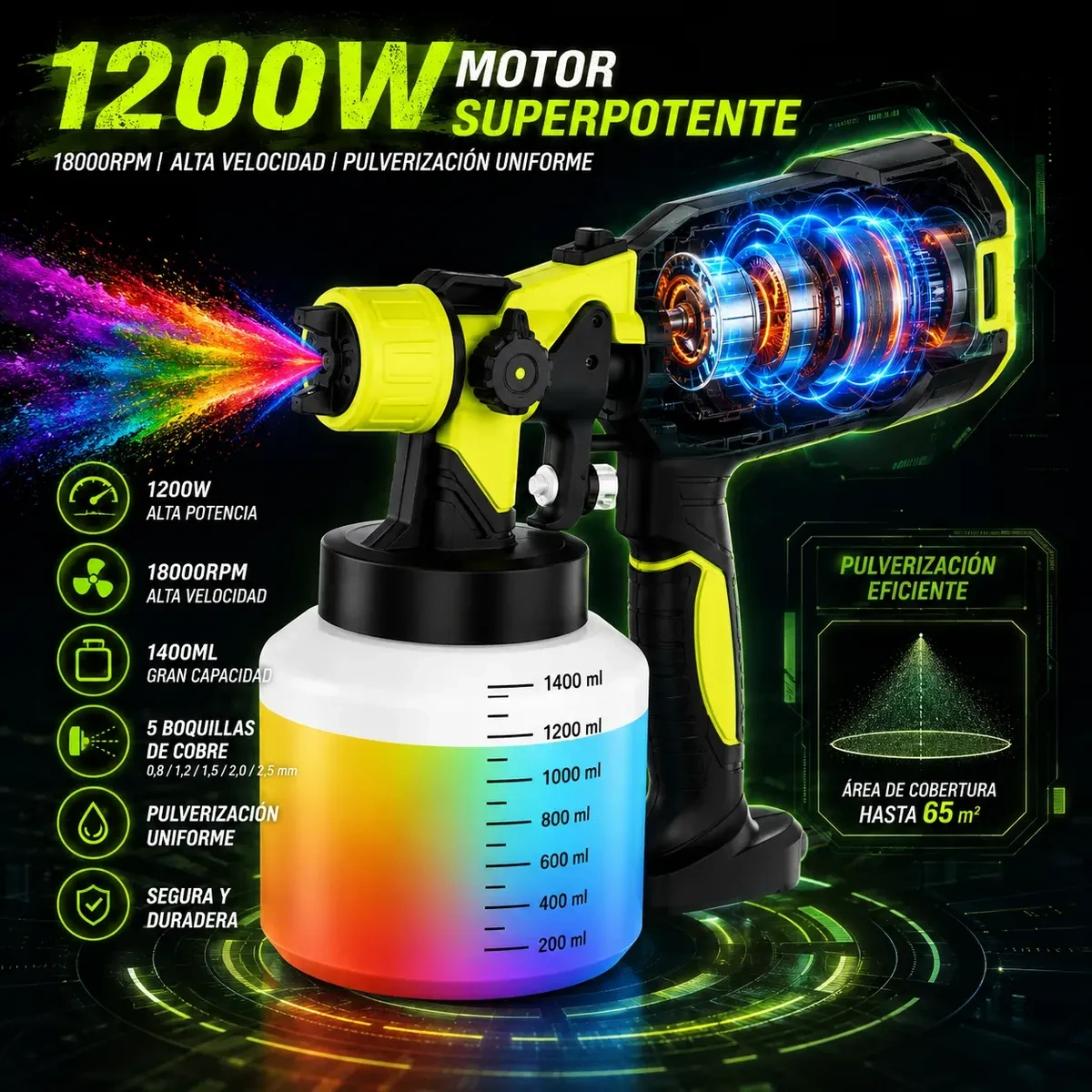 1,400 ml 1,200W Electric Paint Sprayer