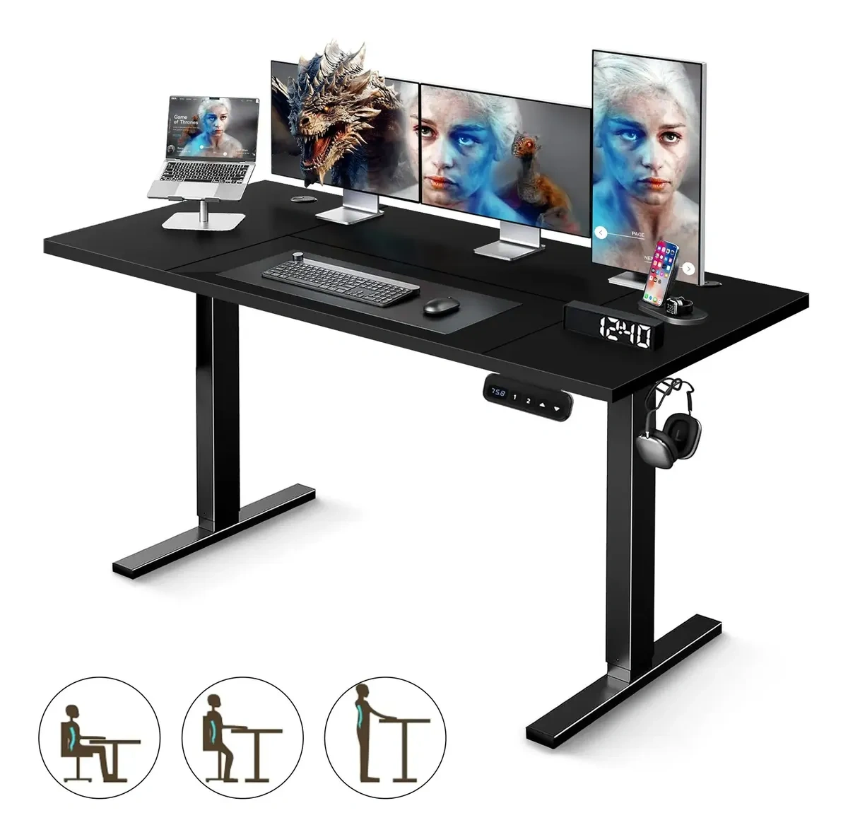 Electric Adjustable Height Gamer Desk L140*w60*h115cm