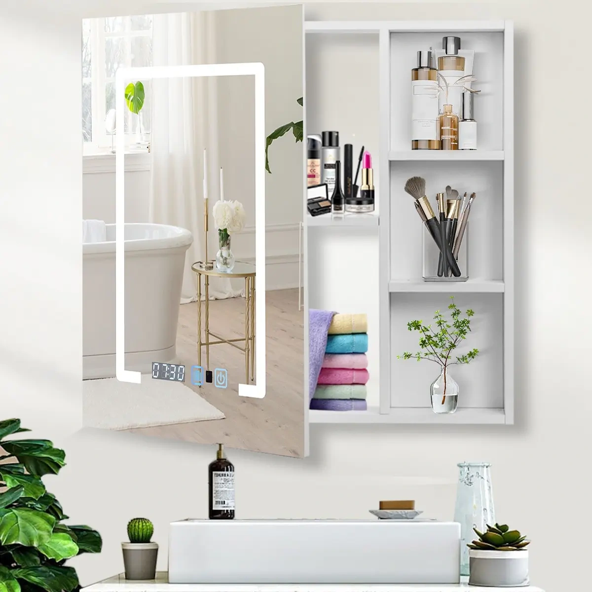 Dashline®mirror with Led Light Touch Furniture 3mode Anti-fog65x80