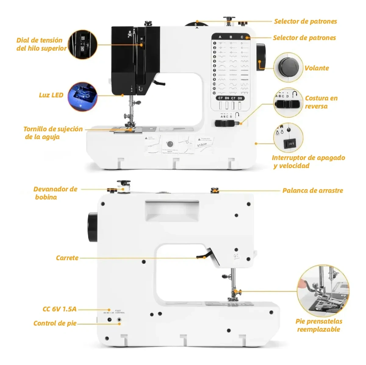 WELIKERA Portable Sewing Machine with 38 Stitches and LED Light