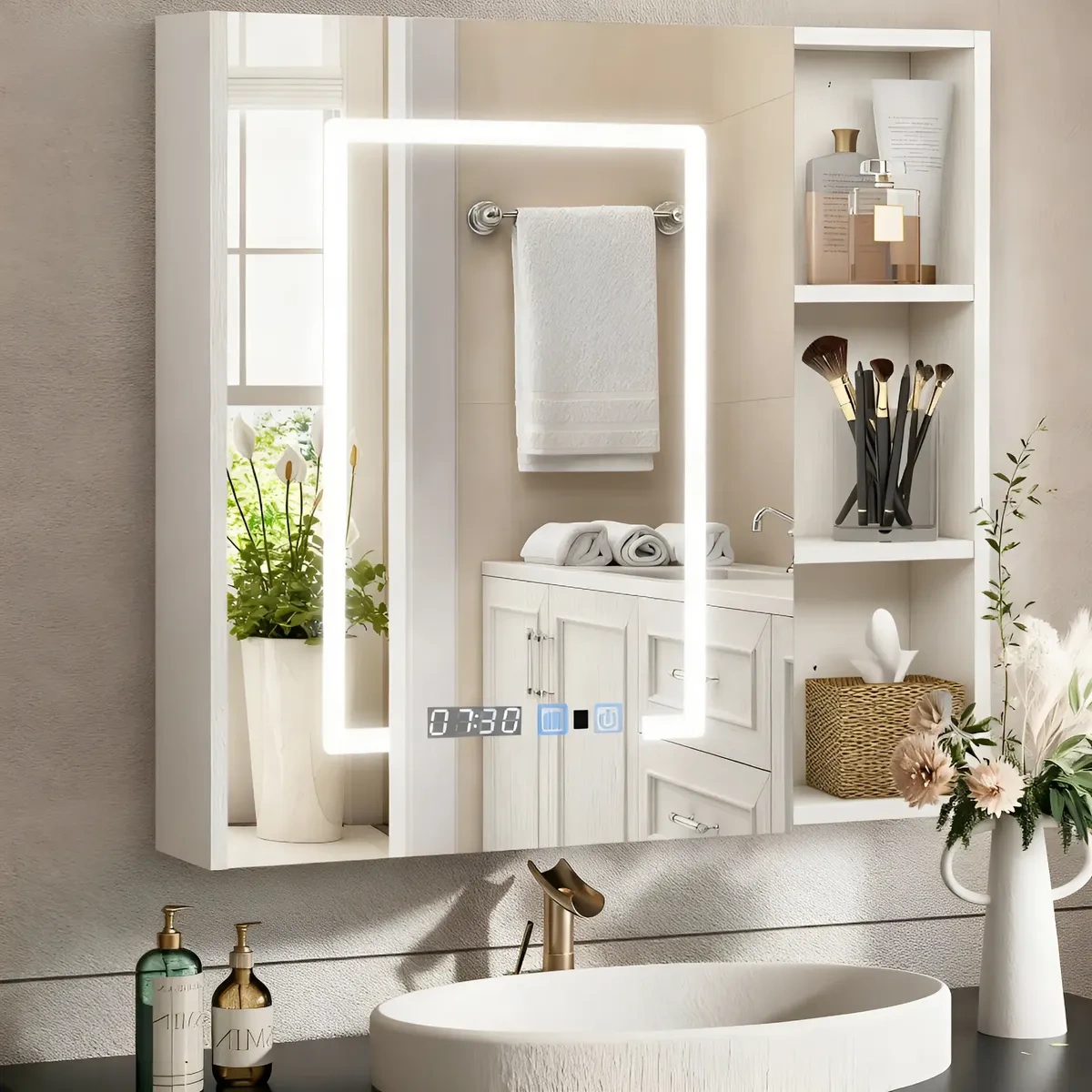 Dashline®mirror with Led Light Touch Furniture 3mode Anti-fog65x80