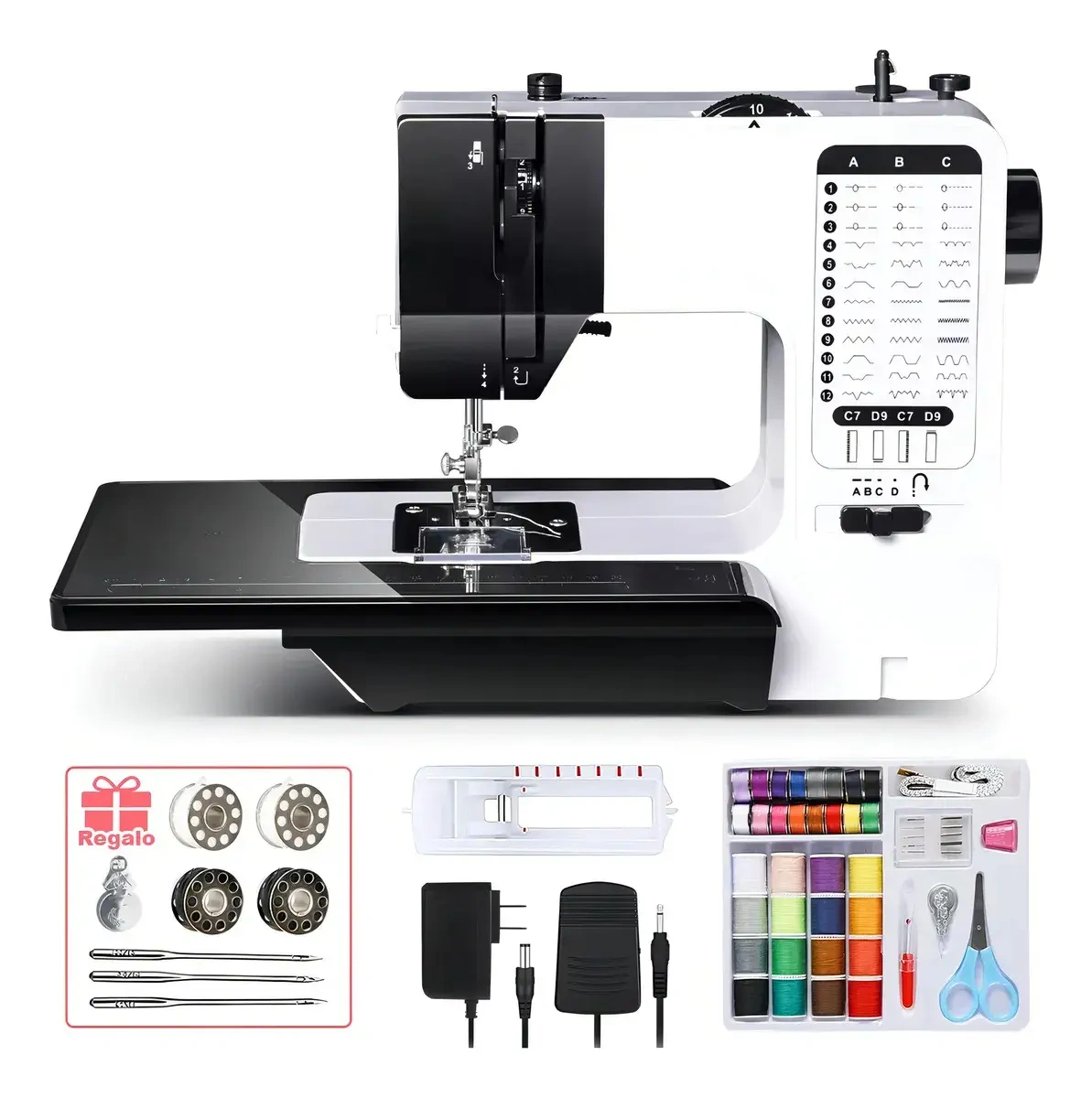 WELIKERA Portable Sewing Machine with 38 Stitches and LED Light