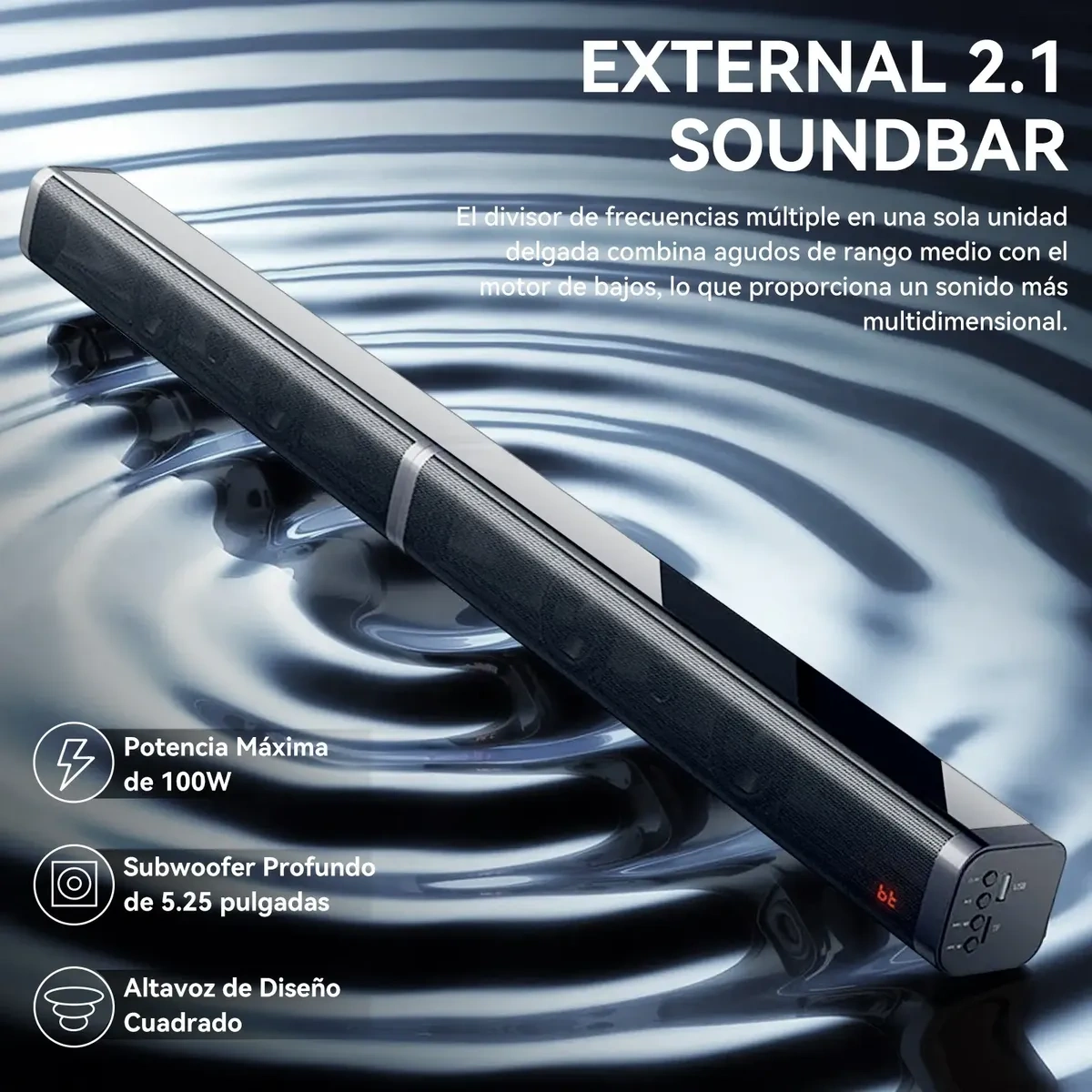 Home Theater 100w Sound Bar and Subwoofer with Bluetooth