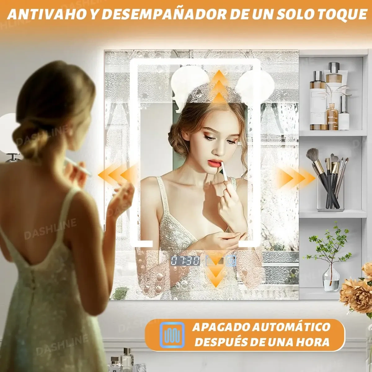 Dashline®mirror with Led Light Touch Furniture 3mode Anti-fog65x80