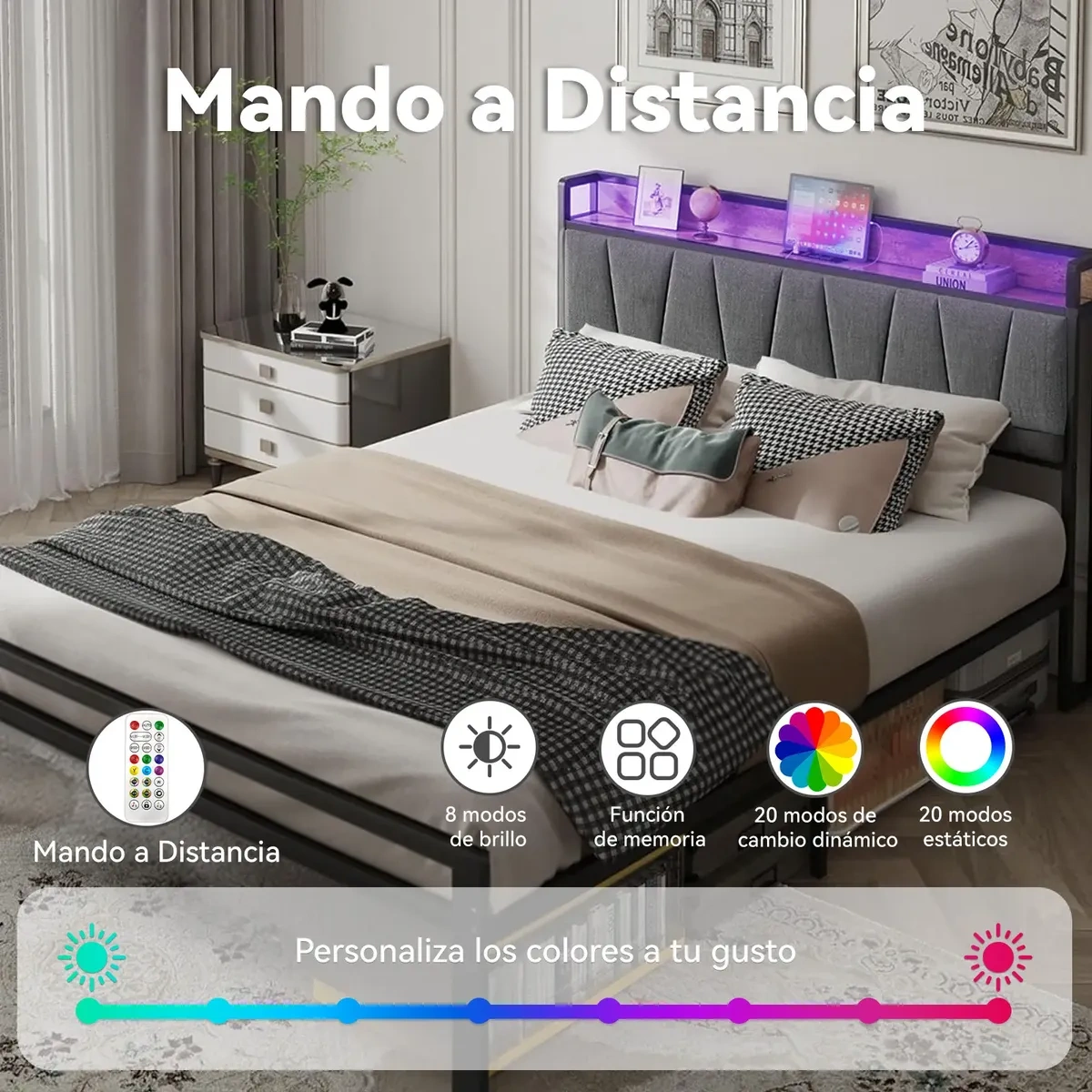 Single Bed Bases With Led Light Storage Headboard