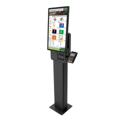 18.5'' or 23.8'' Fanelss Aluminum Alloy Floor Standing Self Service Kiosk for Restaurant and Supermarket