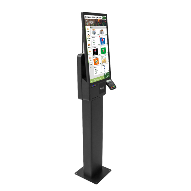 18.5'' or 23.8'' Fanelss Aluminum Alloy Floor Standing Self Service Kiosk for Restaurant and Supermarket