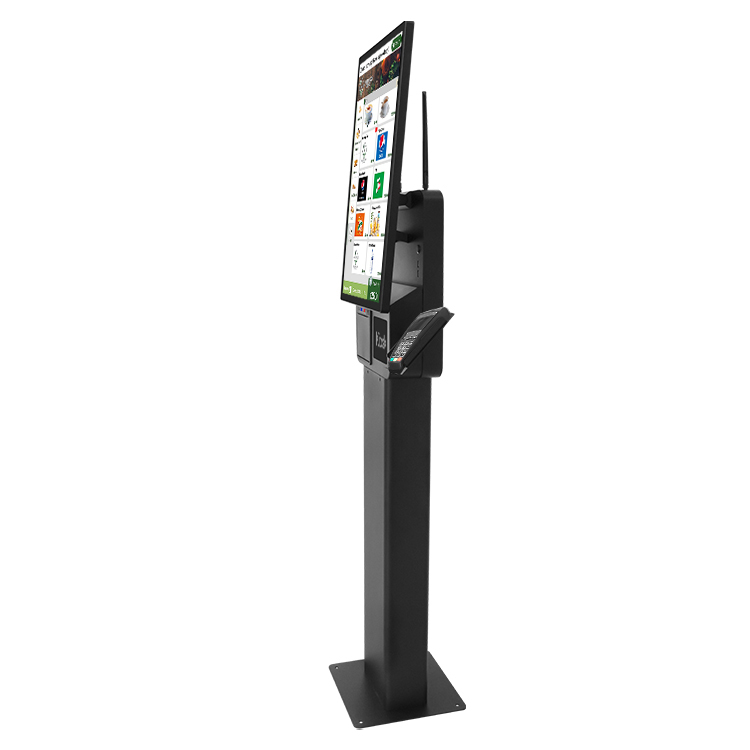 18.5'' or 23.8'' Fanelss Aluminum Alloy Floor Standing Self Service Kiosk for Restaurant and Supermarket