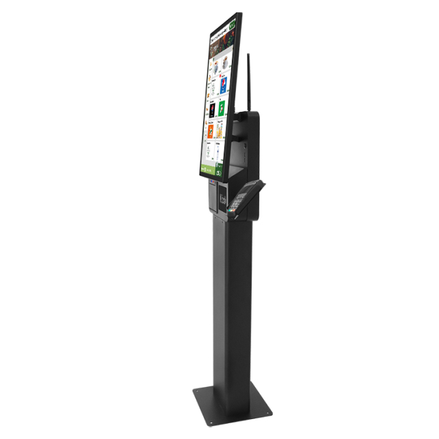 18.5'' or 23.8'' Fanelss Aluminum Alloy Floor Standing Self Service Kiosk for Restaurant and Supermarket