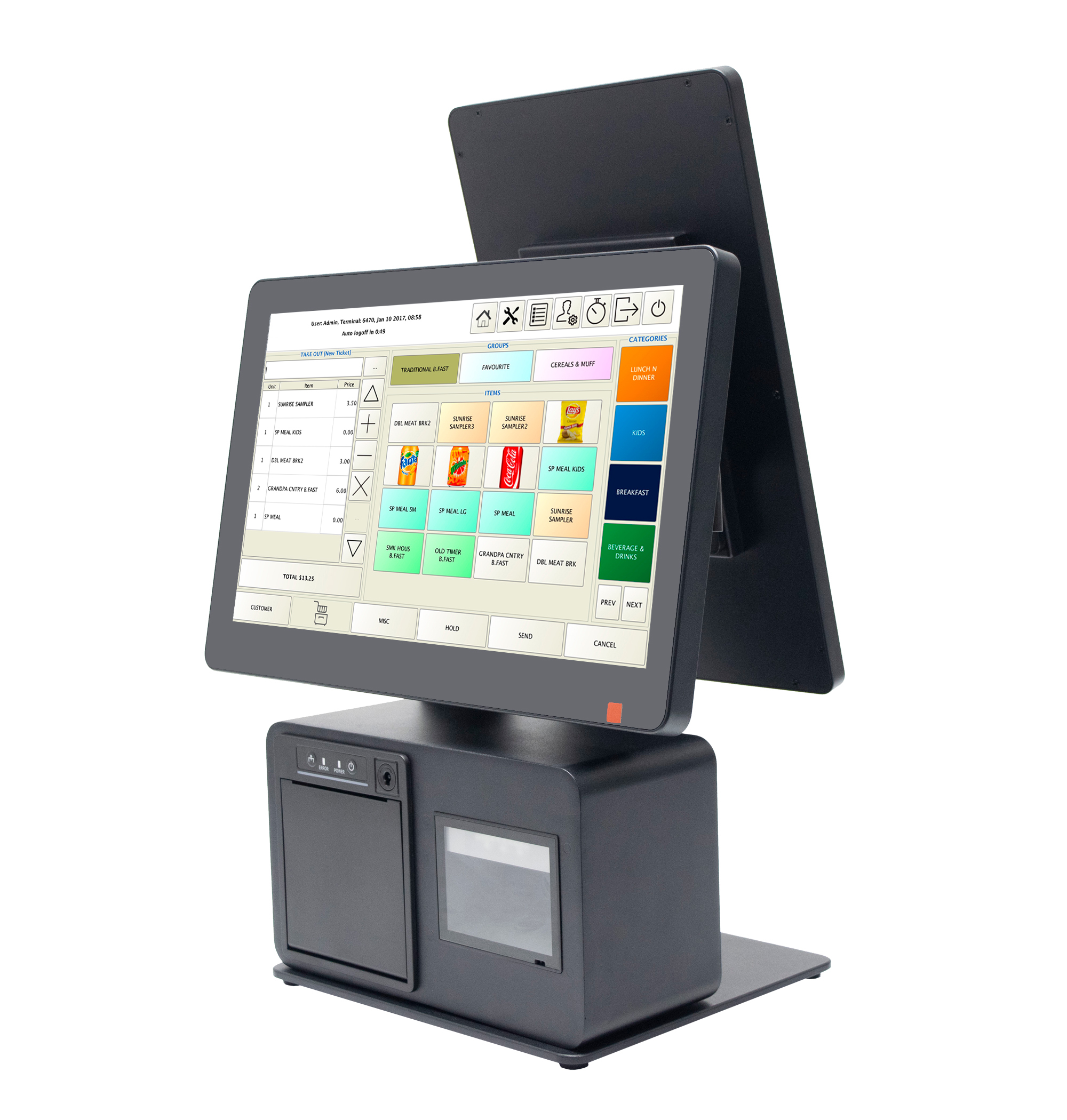 Fushi Dual-Screen POS System: All-in-One Retail & F&B Checkout Solution