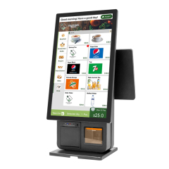 Self-Checkout Machine 23.8"+18.5" Touch Screens | Built-in Printer & Scanner | Dual/Single POS for Supermarkets