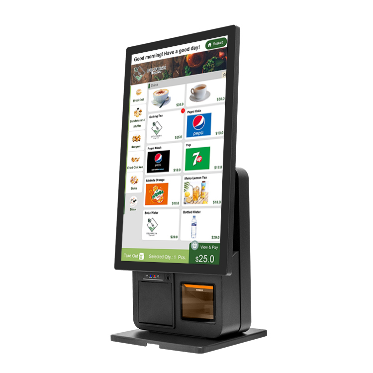 Self-Checkout Machine 23.8"+18.5" Touch Screens | Built-in Printer & Scanner | Dual/Single POS for Supermarkets