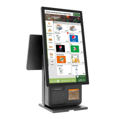 Self-Checkout Machine 23.8"+18.5" Touch Screens | Built-in Printer & Scanner | Dual/Single POS for Supermarkets