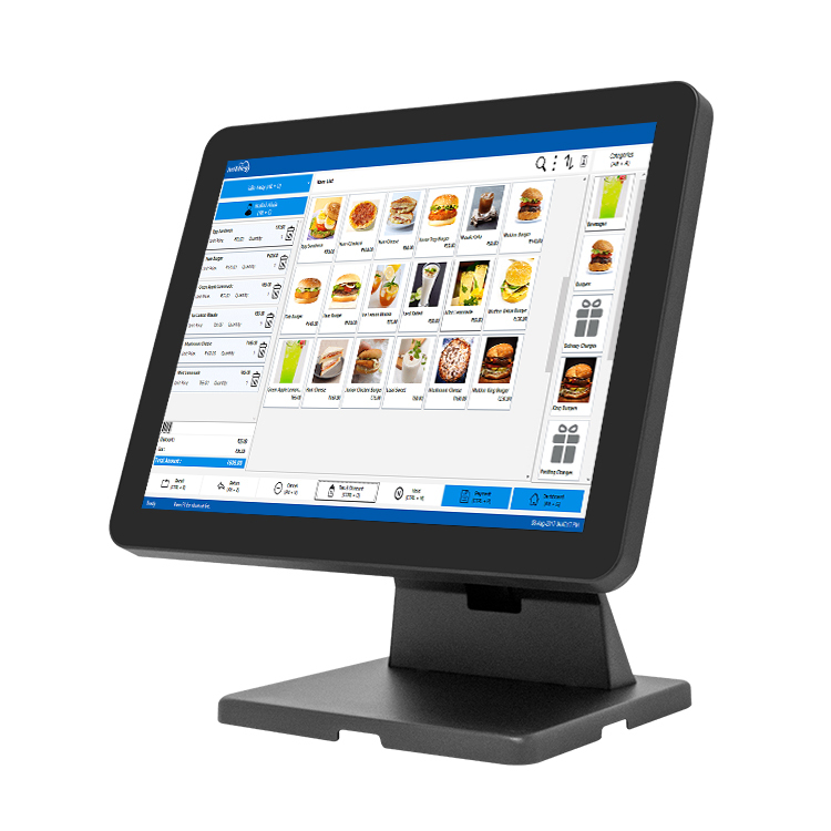 15 Inch Single or Dual Screen Touch POS Terminal with VFD Customer Display in Metal Housing