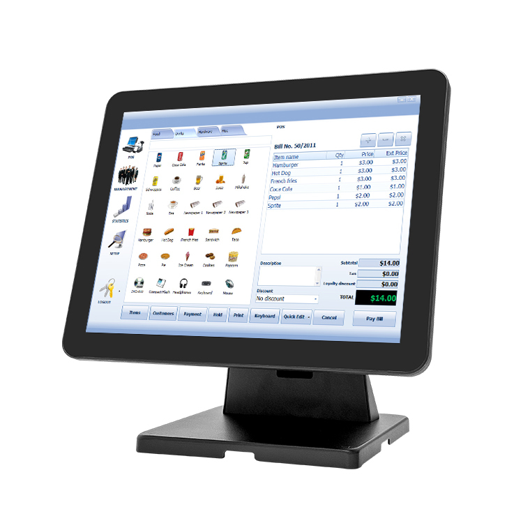 15 Inch ABS All-in-One Touch POS Terminal, Cash Register for Restaurant, Retail & Small Business
